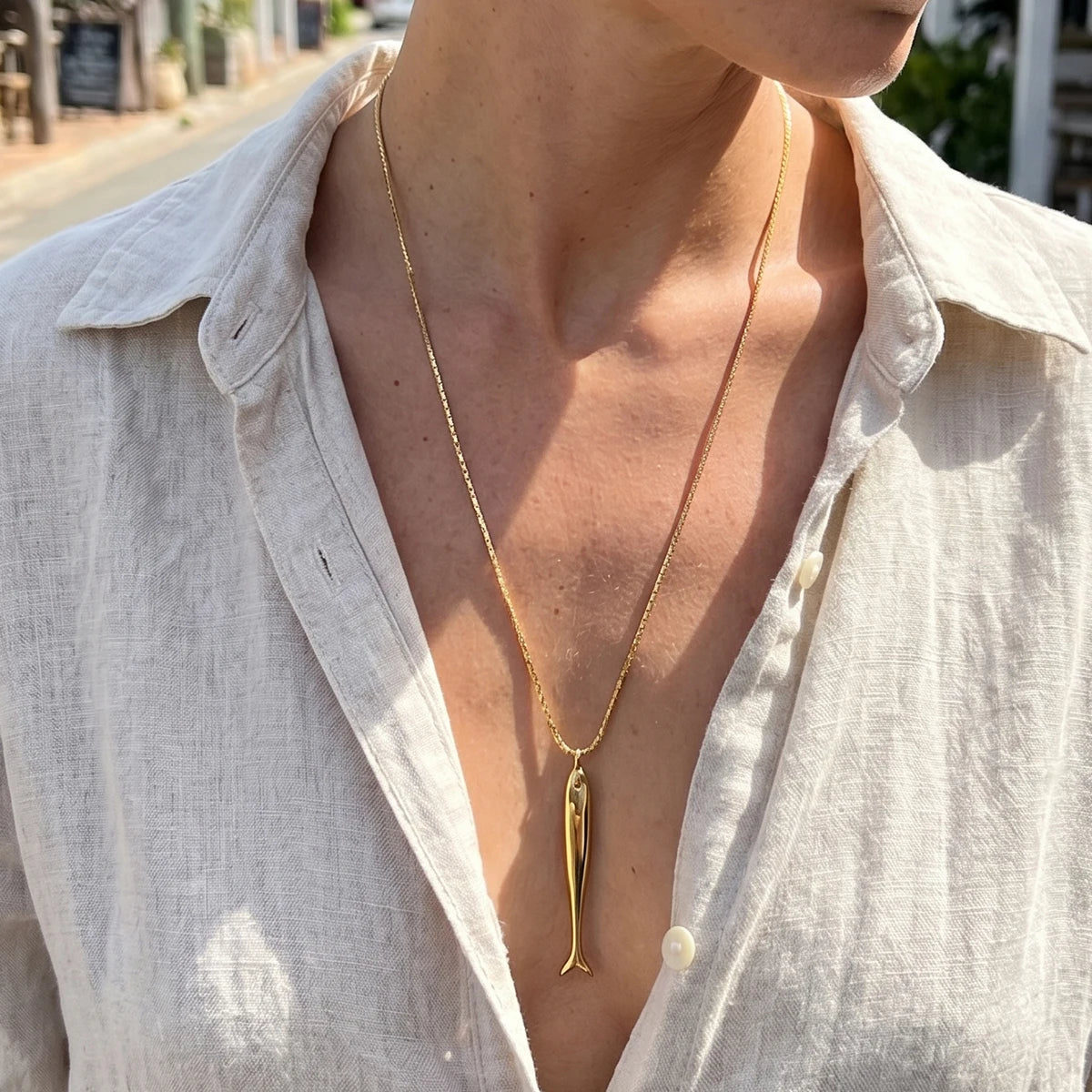 Kika Classic Long Fish Pendant Necklace