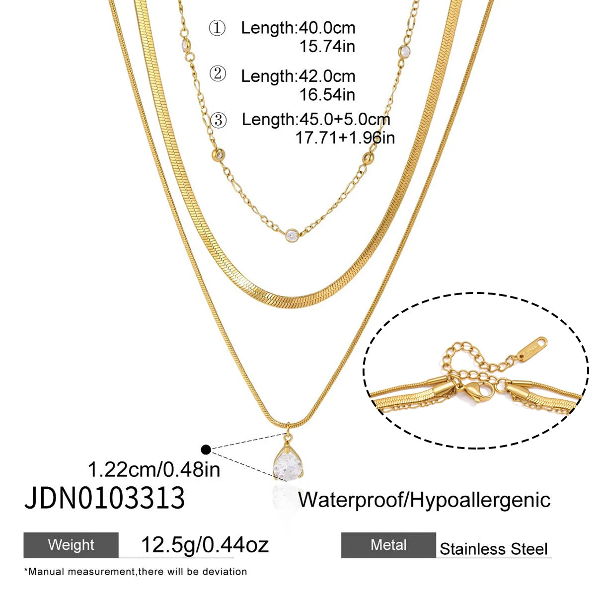 Kika Classic Water Drop Zircon Pendant Necklace