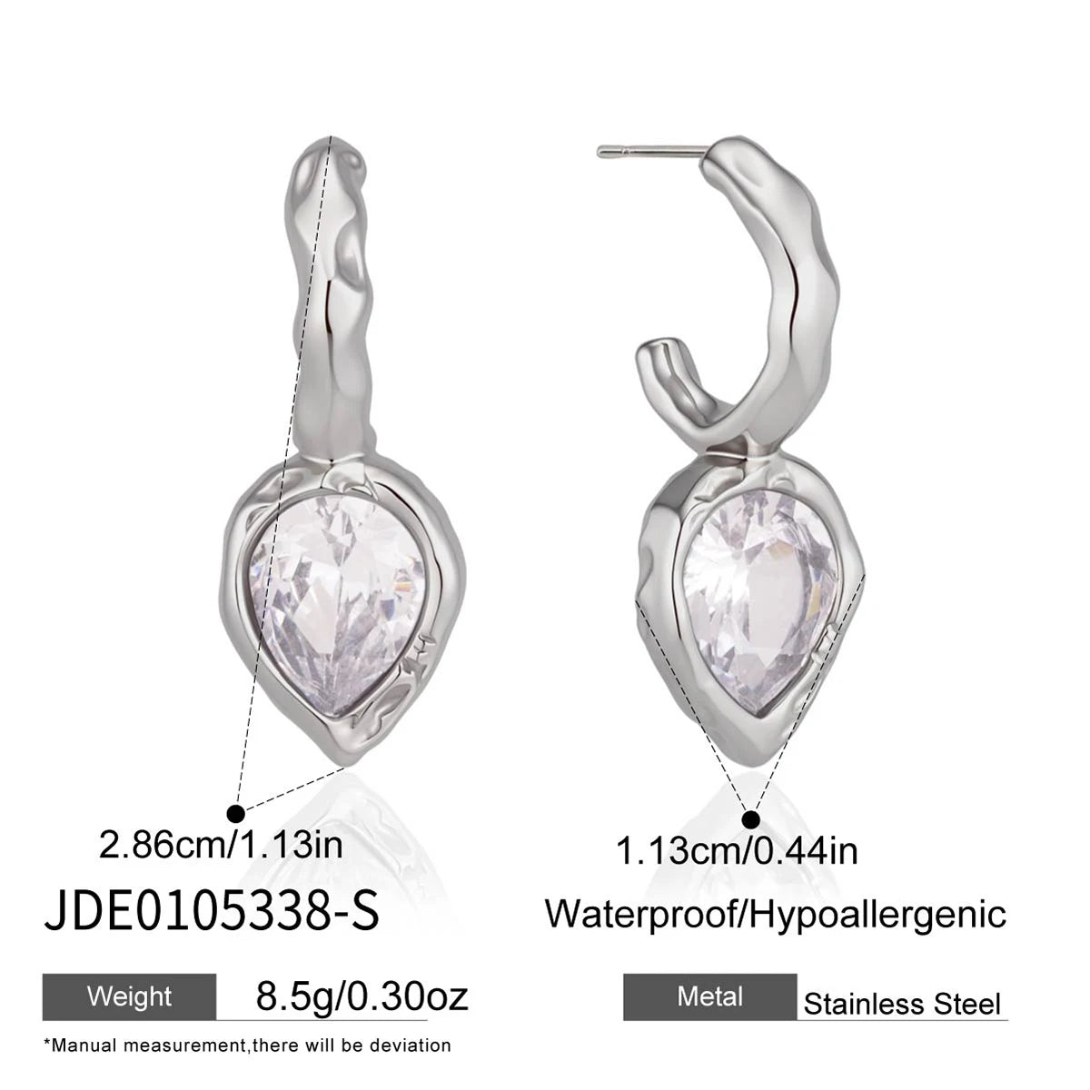 Kika Classic Geometric Zircon Stud Earrings Minimalist 18K Gold Plated Stainless Steel 316L