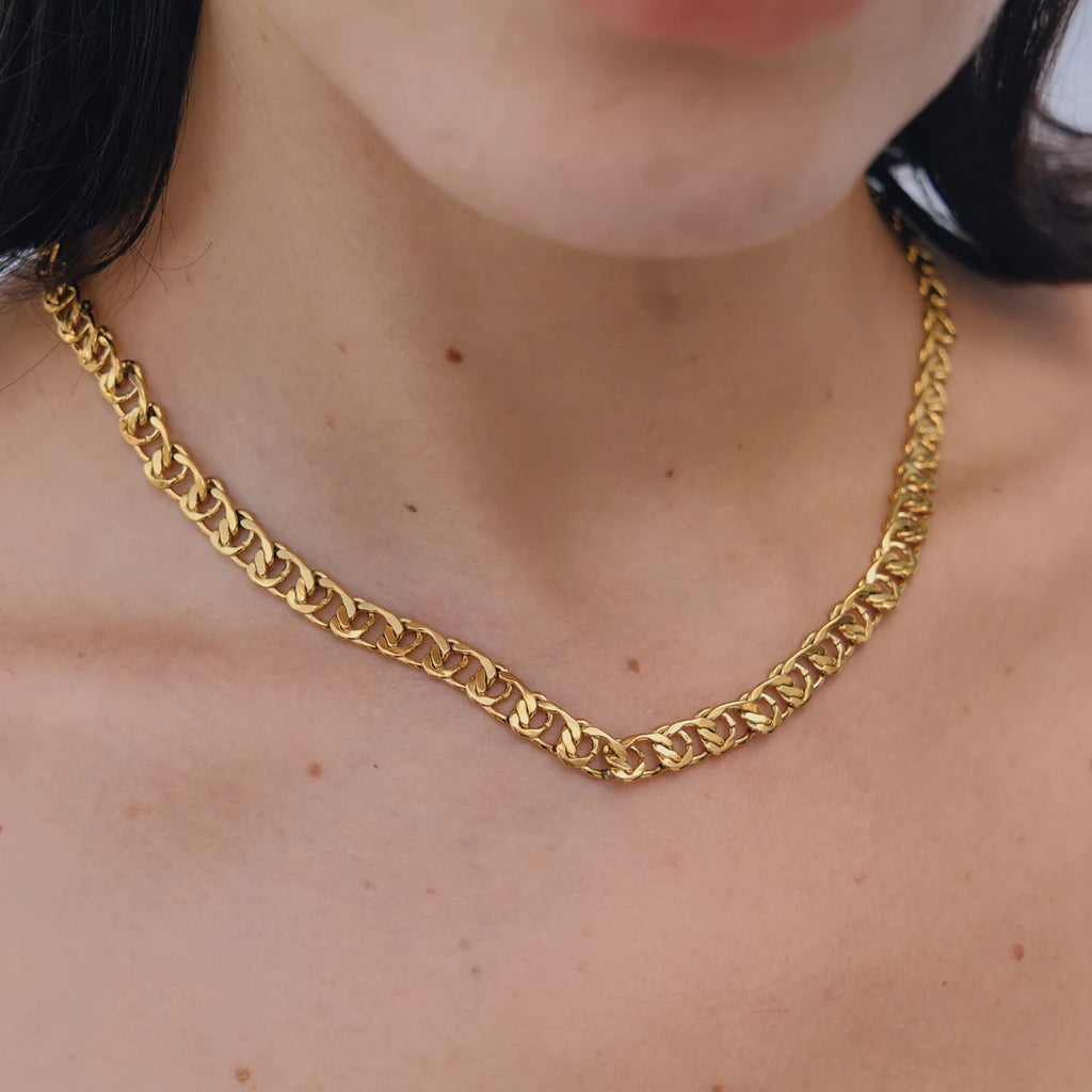 KIKA Minimalist Chunky Chain Necklace Bracelet For Women 18K Gold PVD Plated Stainless Steel Necklace Bracelet Fashion Jewelry