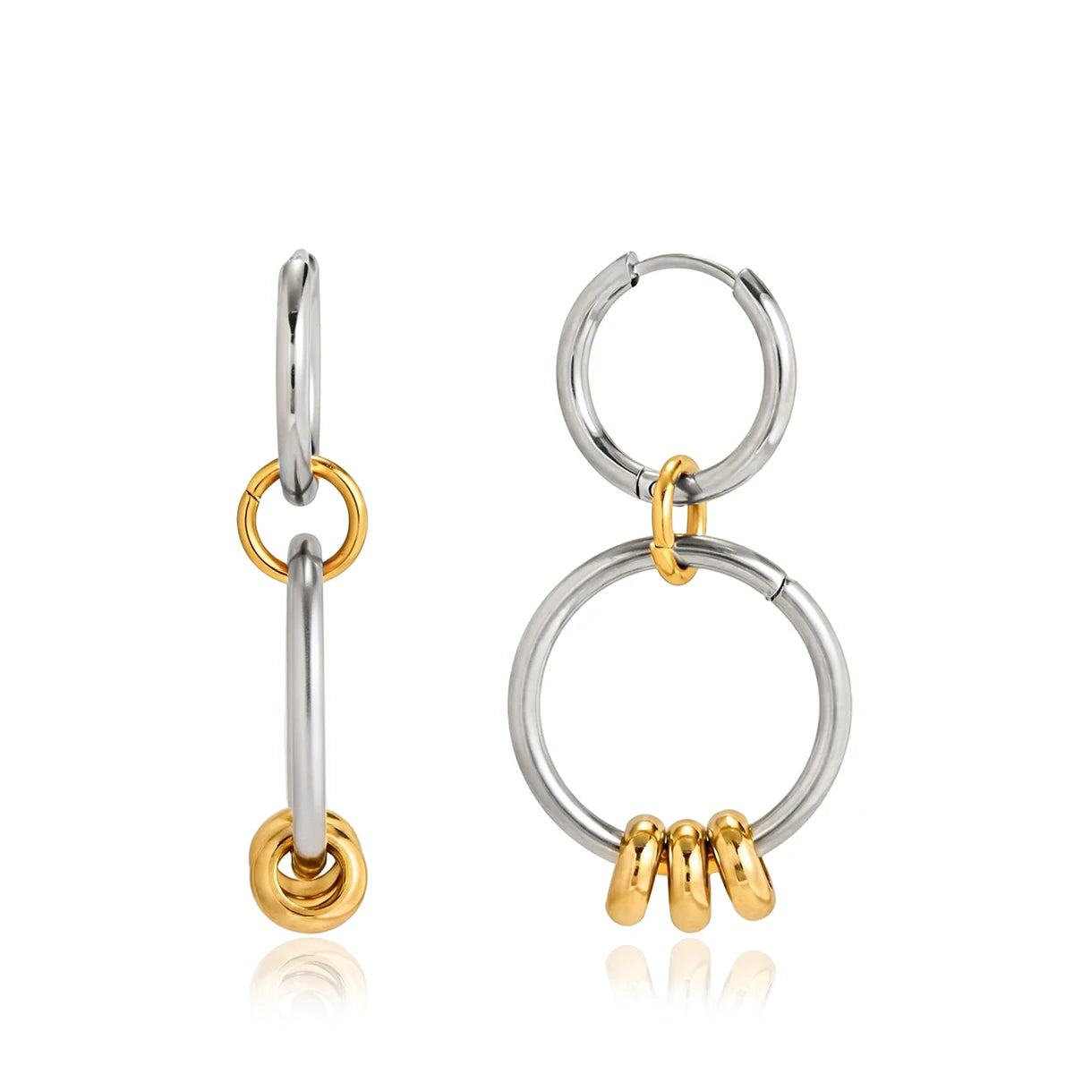 Classic Gold And Silver Color Blocking Multi Ring