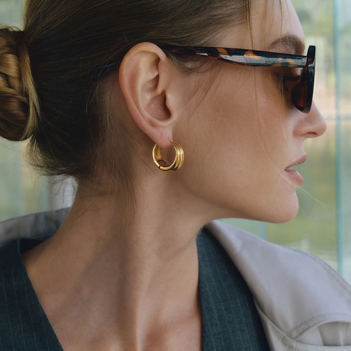 C-Shaped Hoop Earring Lady Waterproof
