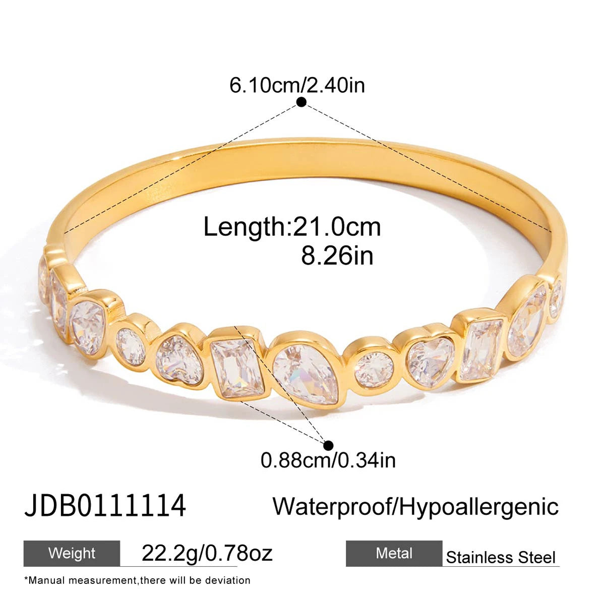Vintage Flower Textured Open Bracelet Plated Gold Color Stainless Steel Bracelets