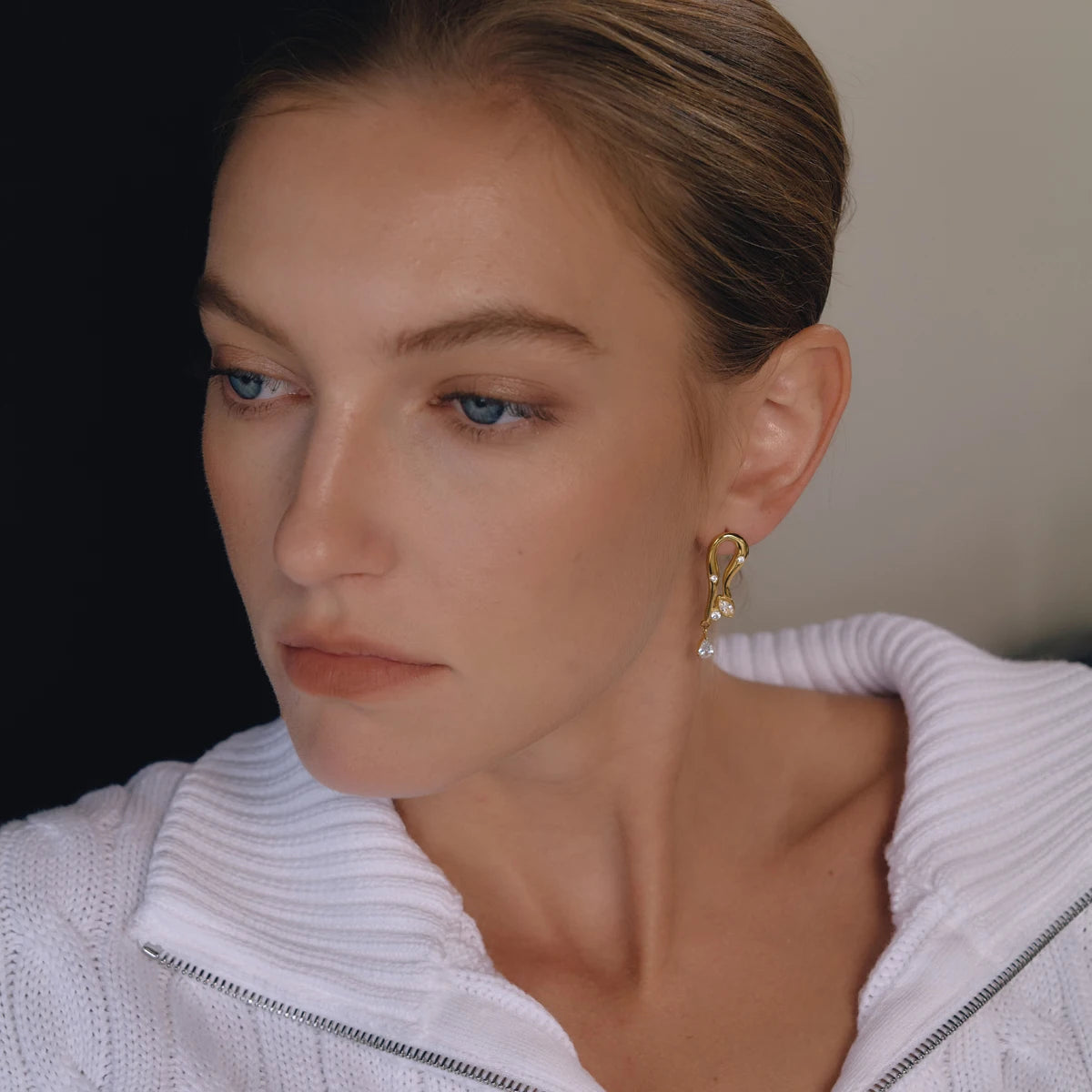 KIKA Delicate Zircon Geometric Stud Earrings For Women Minimalist 18K Gold PVD Plated Stainless Steel Earrings Fashion Jewelry