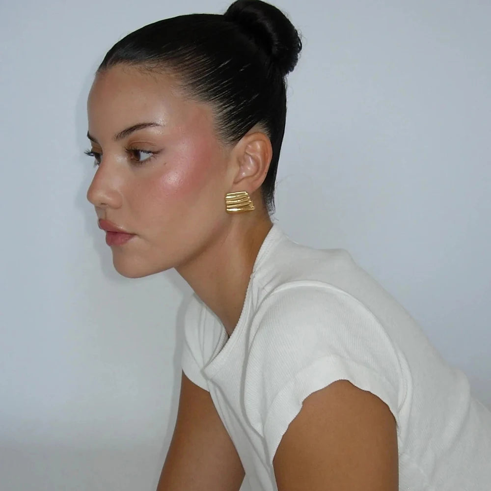 KIKA Hot Style Bow knot Big Ear Stud 18K PVD Plated Stainless Steel 316L Earrings Exquisite