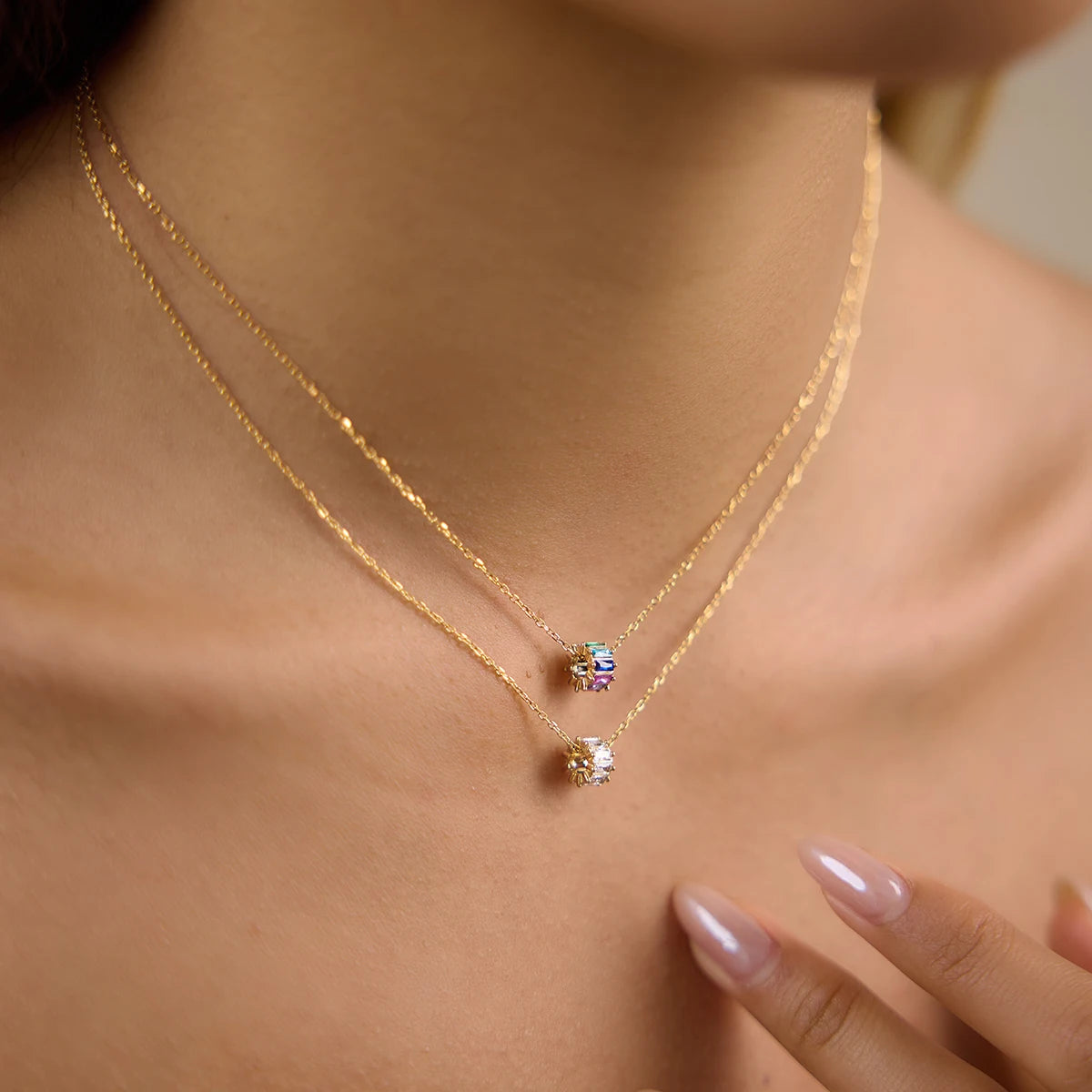 Kika Delicate Zircon Bead Pendant Necklace