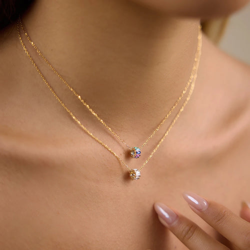 Kika Delicate Zircon Bead Pendant Necklace