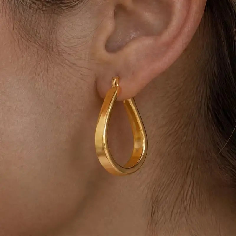 KIKA Hollow Water Drop Clip Earrings  Minimalist 18K Gold PVD Plated Stainless Steel 316L