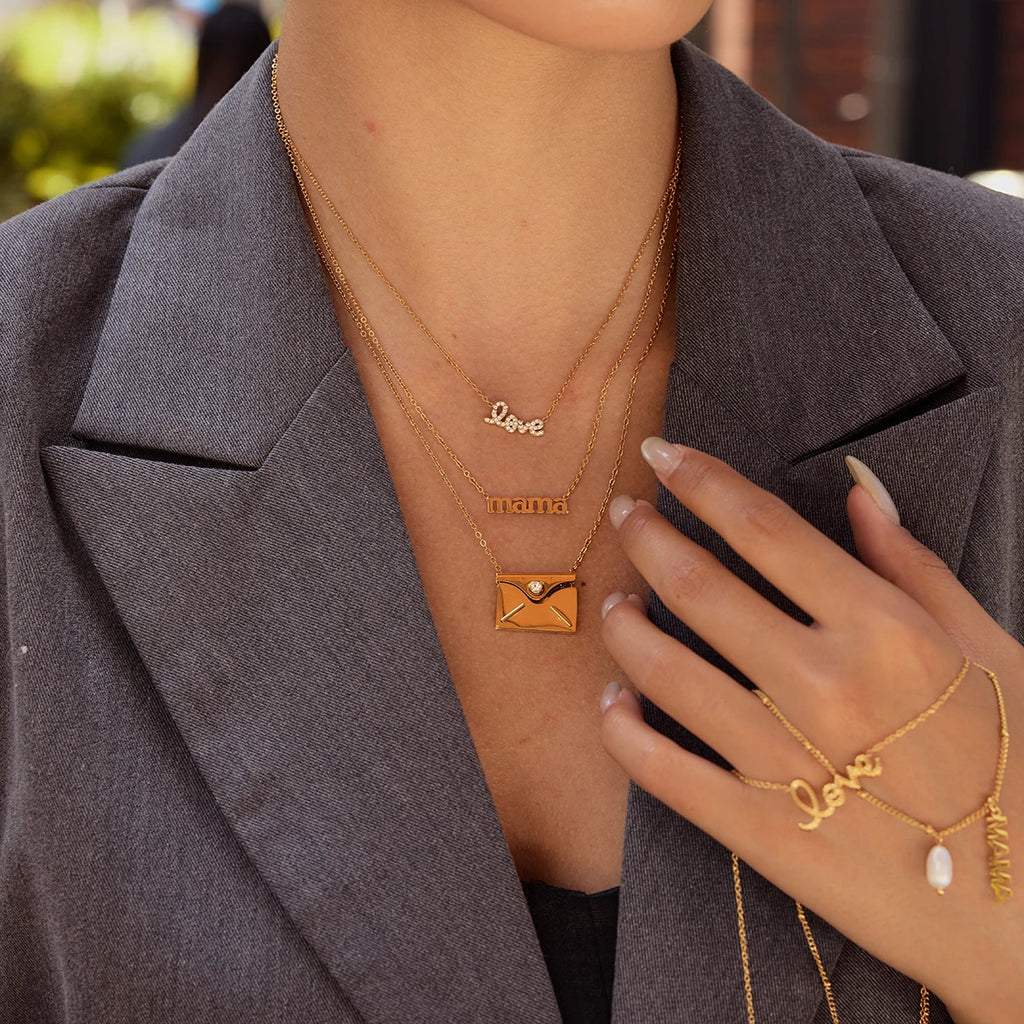Kika Minimalist Letter Envelope Necklace