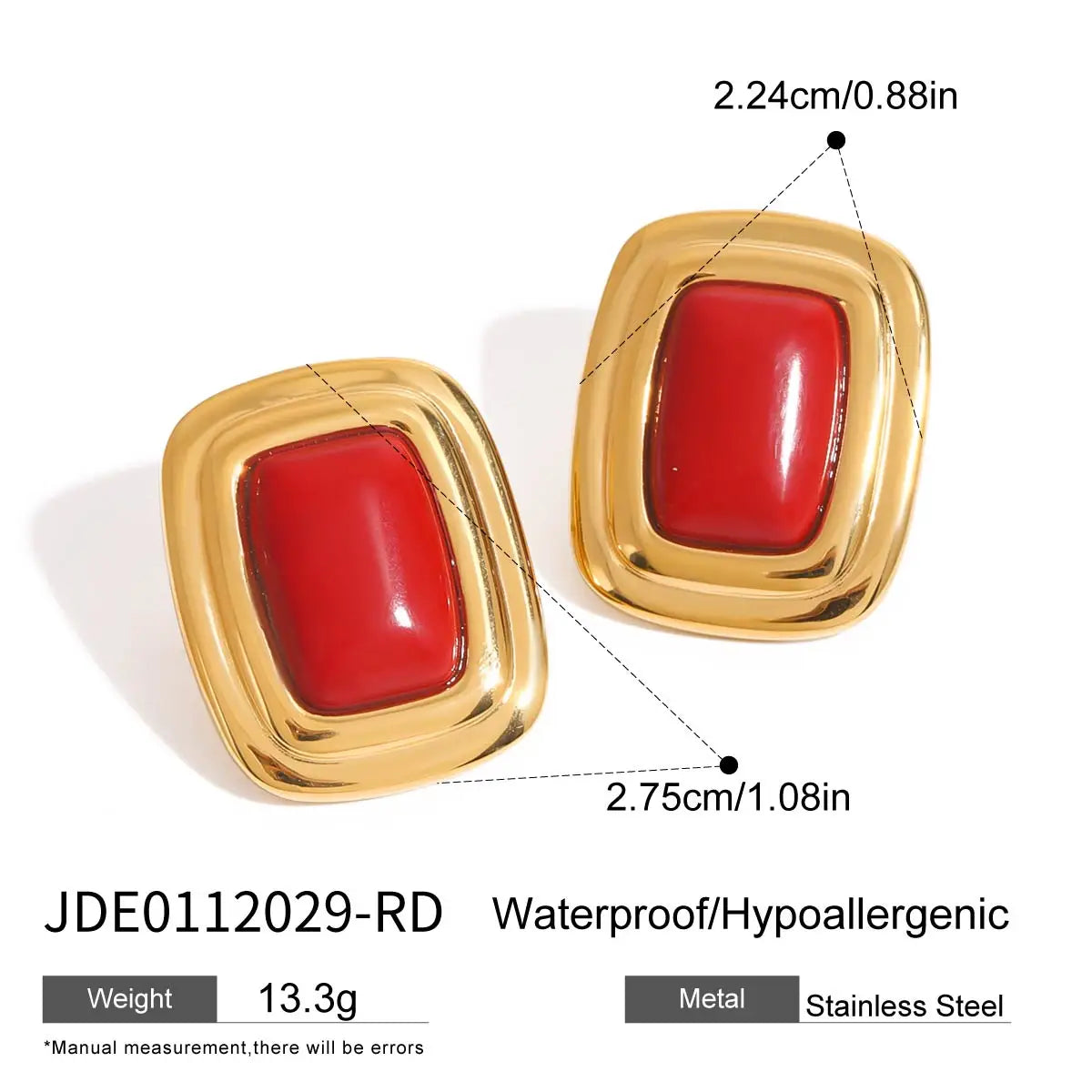 Retro Agate Geometric Ear studs Stainless Steel