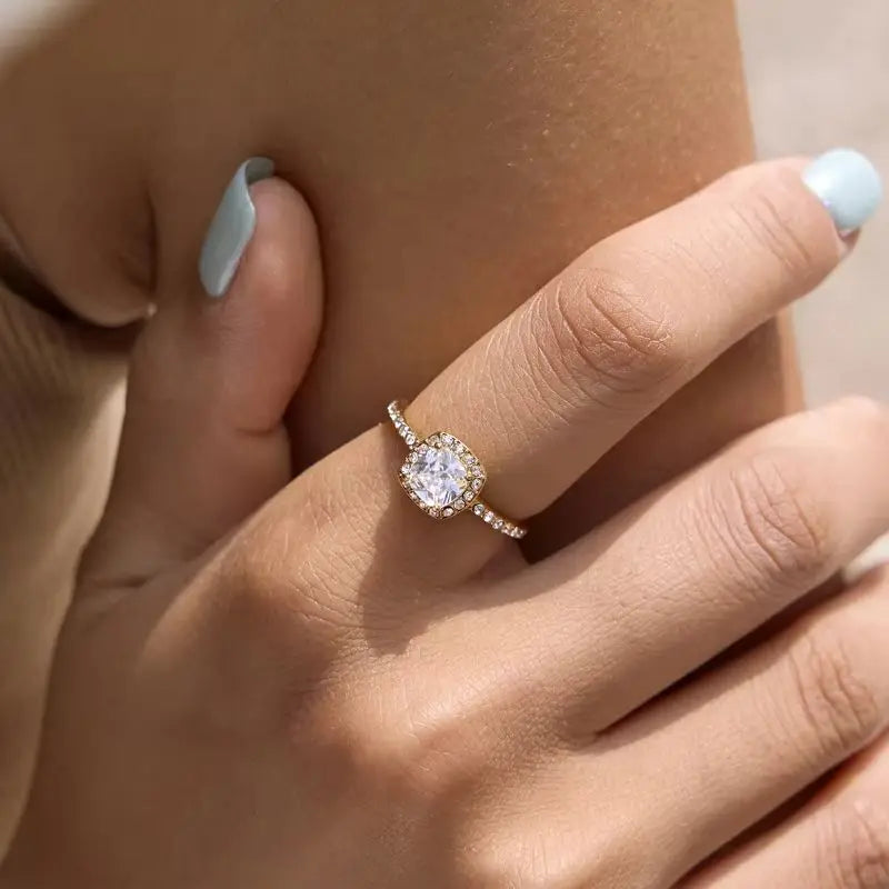 KIKA Square Zircon Ring PVD Plated Stainless Steel 316L