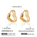 KIKA Square Zircon Geometric Clip Earrings For Women Classic 18K Gold PVD Plated Stainless Steel Earrings Fashion Jewelry Gift