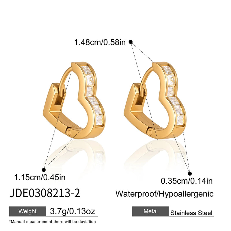 KIKA Square Zircon Geometric Clip Earrings For Women Classic 18K Gold PVD Plated Stainless Steel Earrings Fashion Jewelry Gift