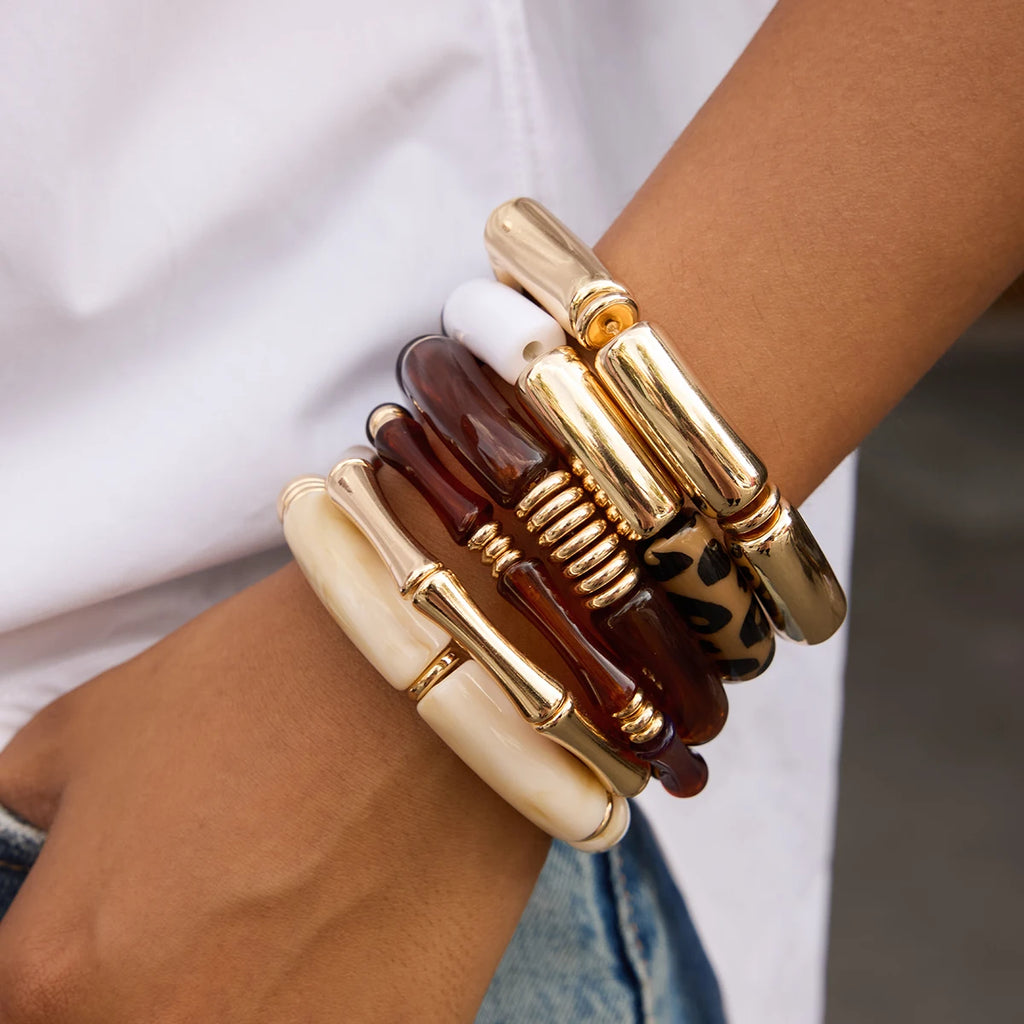 Kika Vintage 2pcs Amber Resin Bracelet