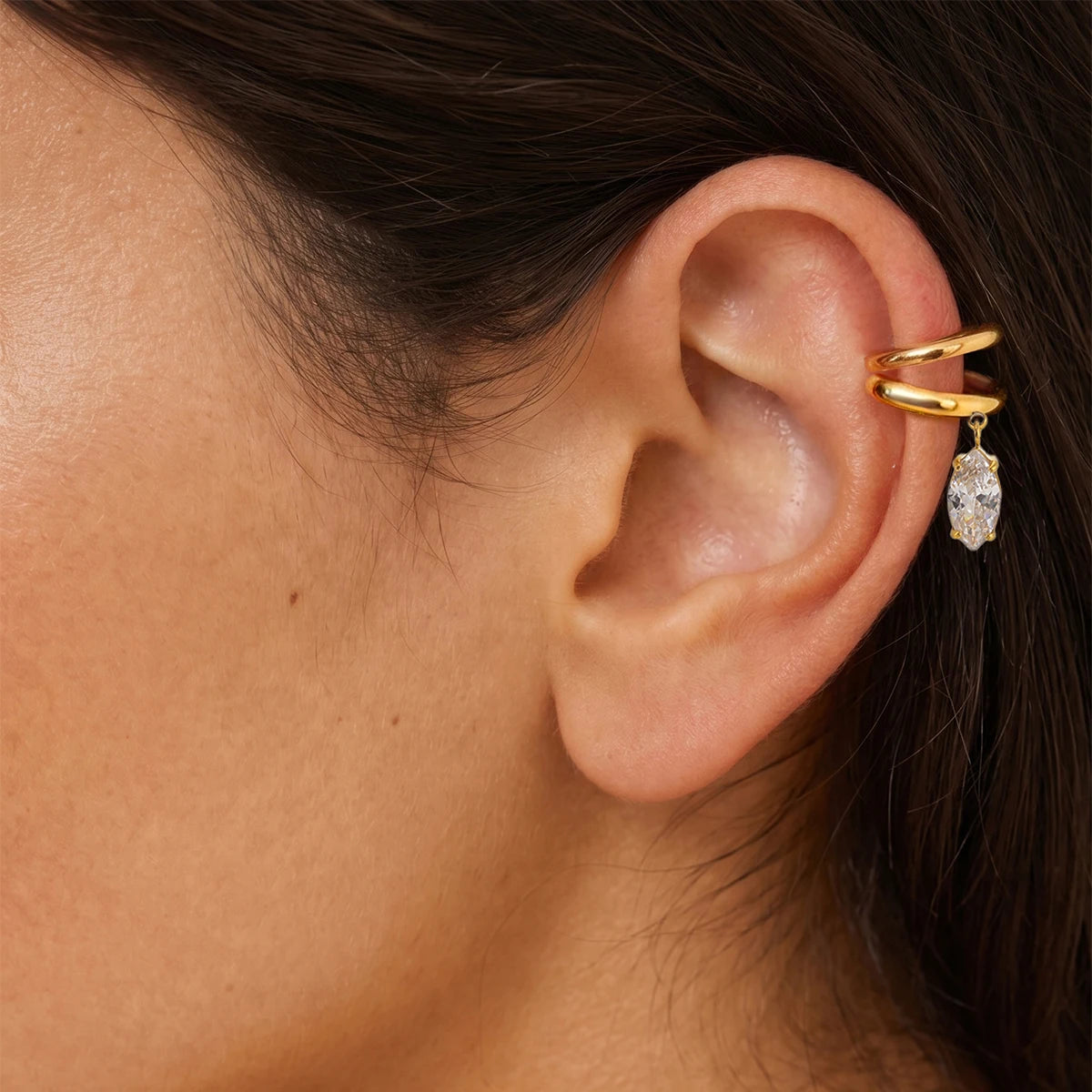 Kika 1 PC Geometric Zircon Pendant Non-piercing Ear Clip