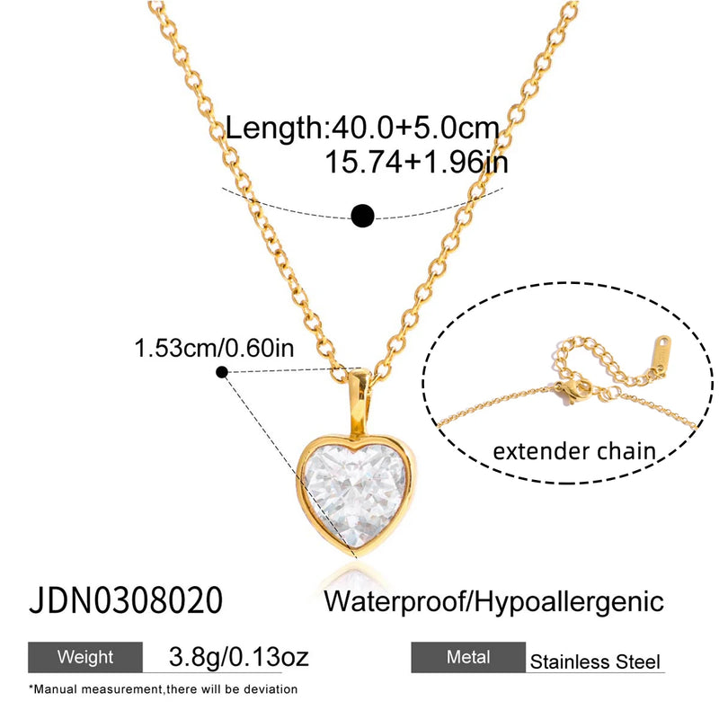 Classic Geometric waterdrop shape White Zircon Necklace