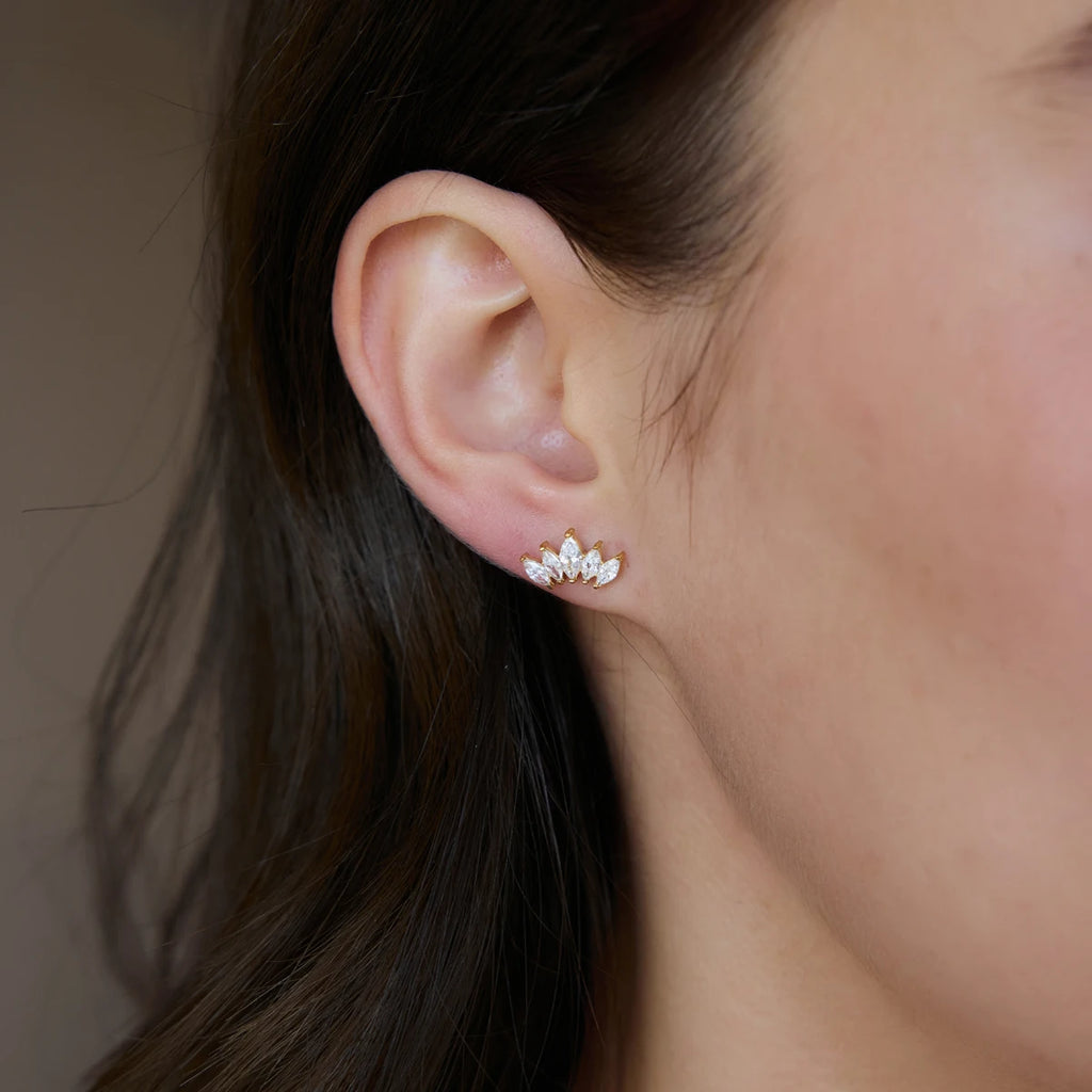 KIKA Classic Geometric Zircon Stud Earrings For Women 18K Gold PVD Plated Stainless Steel Sleeping Earrings Fashion Jewelry