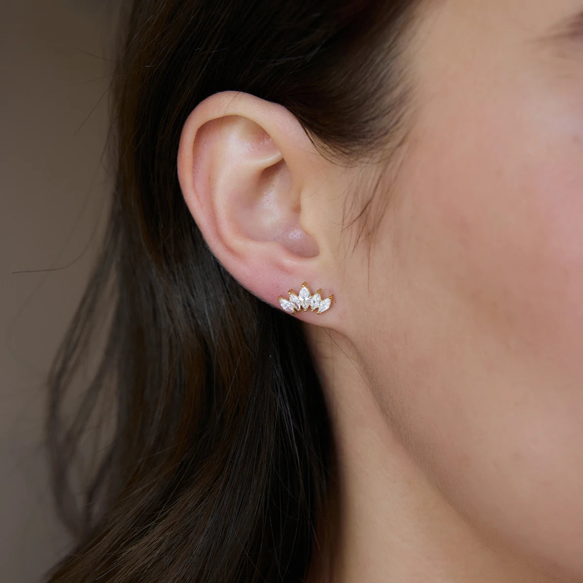 KIKA Classic Geometric Zircon Stud Earrings For Women 18K Gold PVD Plated Stainless Steel Sleeping Earrings Fashion Jewelry