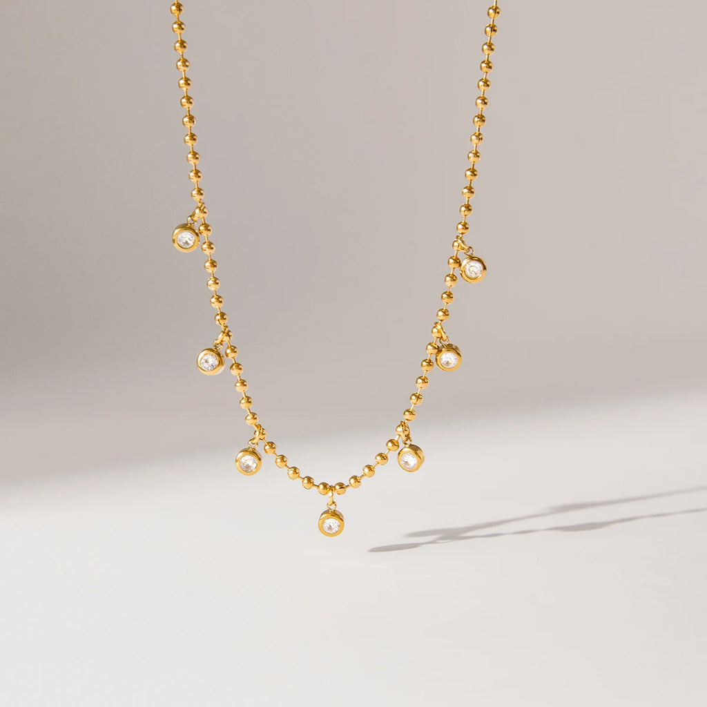 Kika Simple Classic Round White Zircon Pendant Necklace
