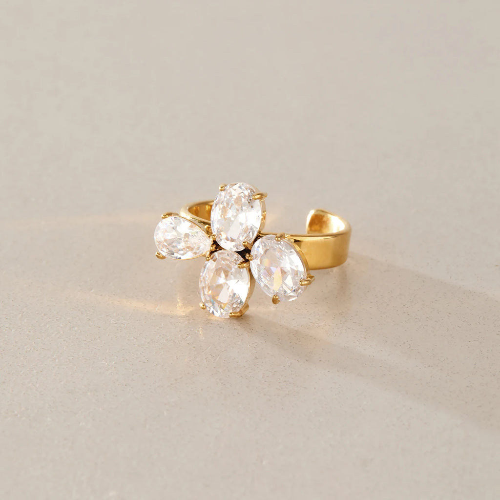 KIKA Delicate Water Drop Oval Zircon Open Rings For Women Waterproof 18K Gold PVD Plated Stainless Steel Rings Fashion Jewelry