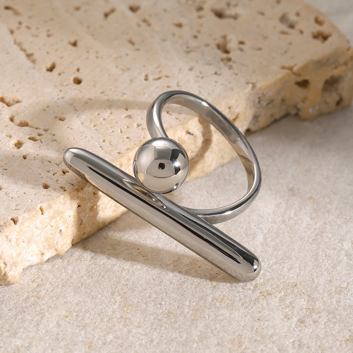 KIKA Chic Stainless Steel 316L Personality Minimalist Classy Ring 18k Gold Color Stylish Unique Finger Jewelry for Women Waterproof