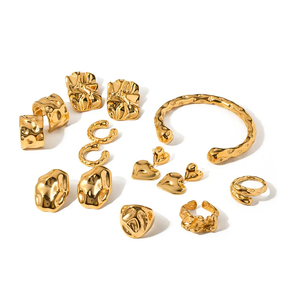 Irregular Square Hammer Heart Earrings