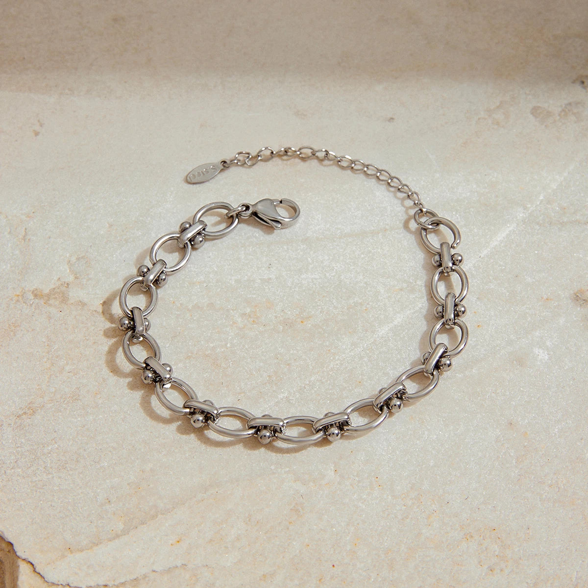 KIKA Minimalist Hammer Pattern Adjustable Bracelet Stainless Steel 316L Serpentine Chain Blade Chain Stackable