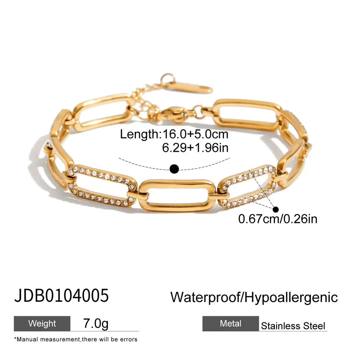 Stainless Steel Smooth Pentagram Bracelet Zircon Heart Bracelet