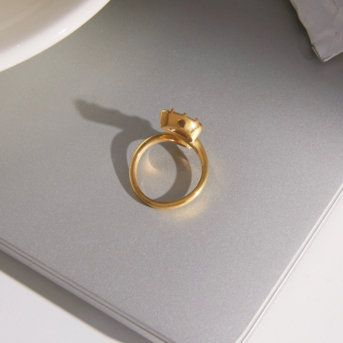KIKA Water Drop Zircon Open Rings 18K Gold PVD Plated Stainless Steel 316L