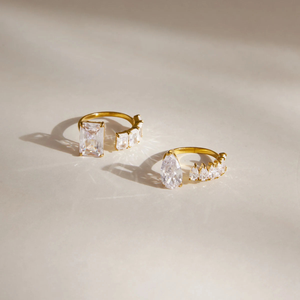 Kika Delicate Geometric Zircon Open Rings