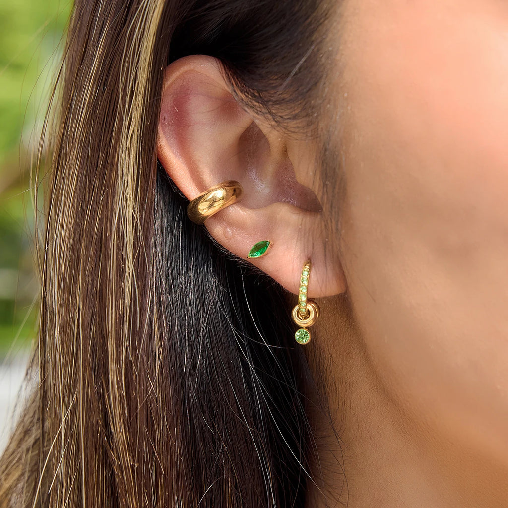 KIKA Delicate Green And White Rhinestone Multi Ring Pendant Earrings  PVD  Plated Stainless Steel 316L