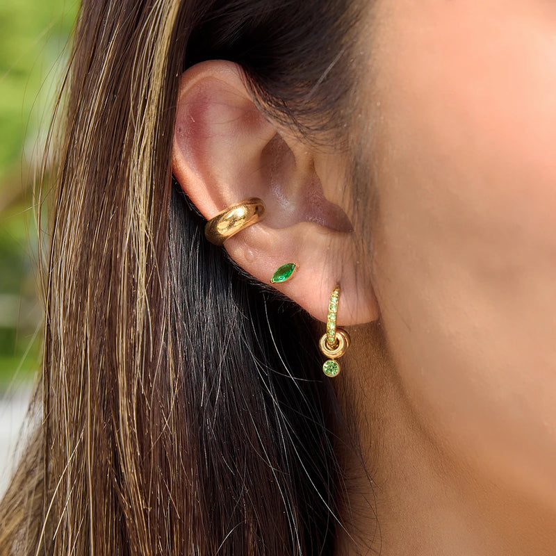 KIKA Delicate Green And White Rhinestone Multi Ring Pendant Earrings  PVD  Plated Stainless Steel 316L