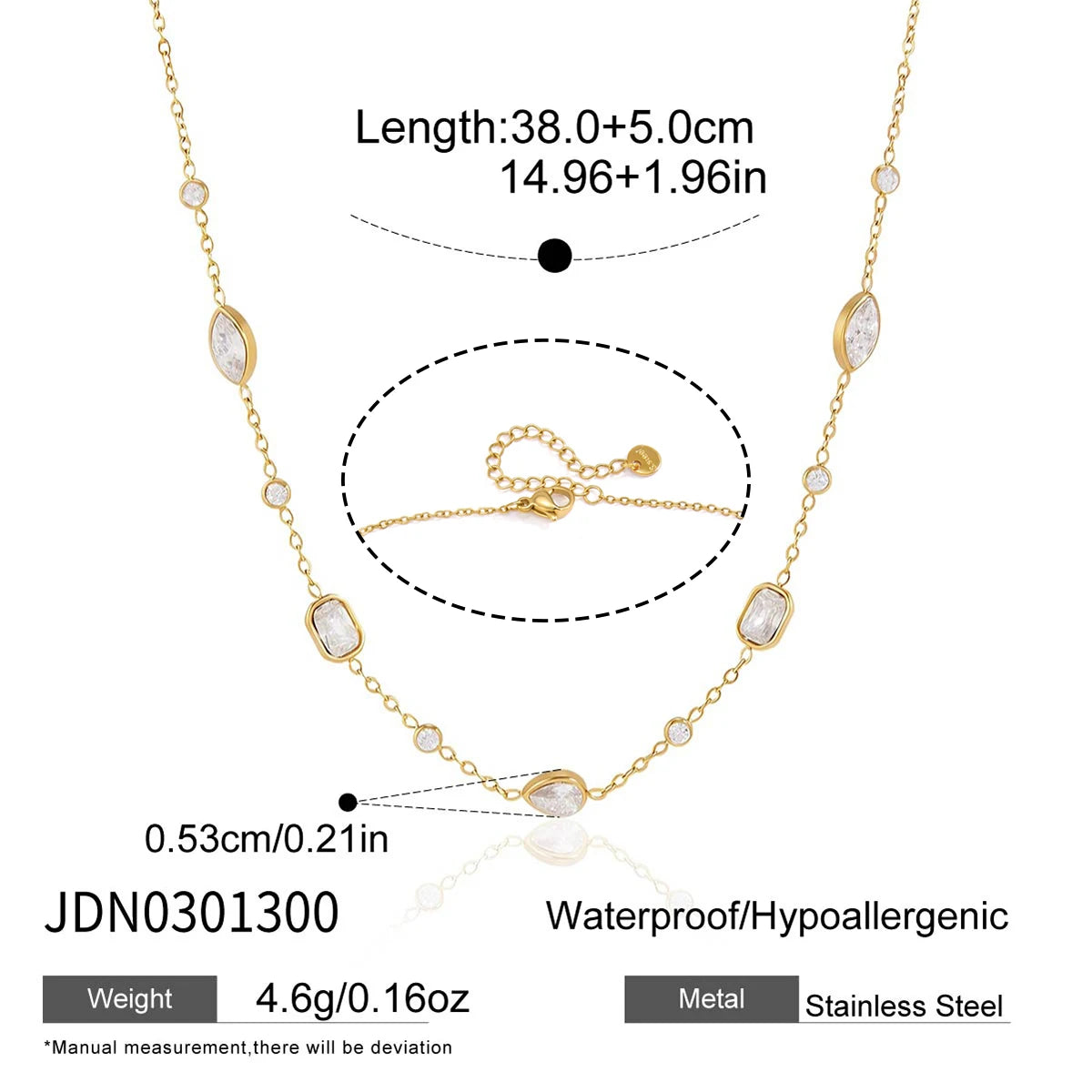 KIKA Delicate Geometric Zircon Pendant Necklace PVD Plated Stainless Steel 316L