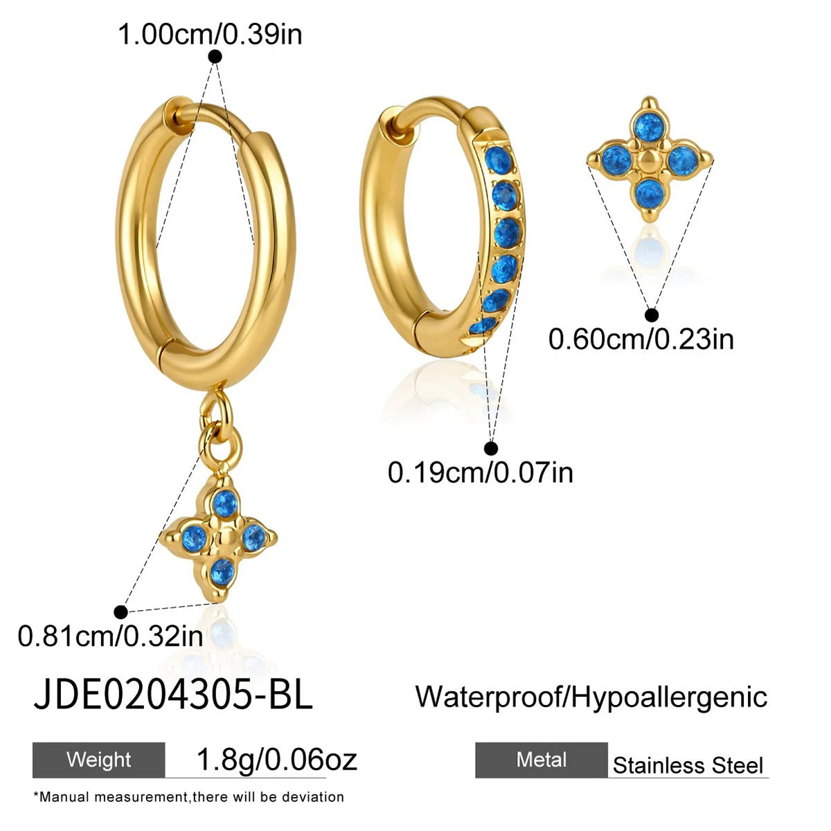 KIKA Delicate Zircon Earrings  PVD Plated Stainless Steel 316L