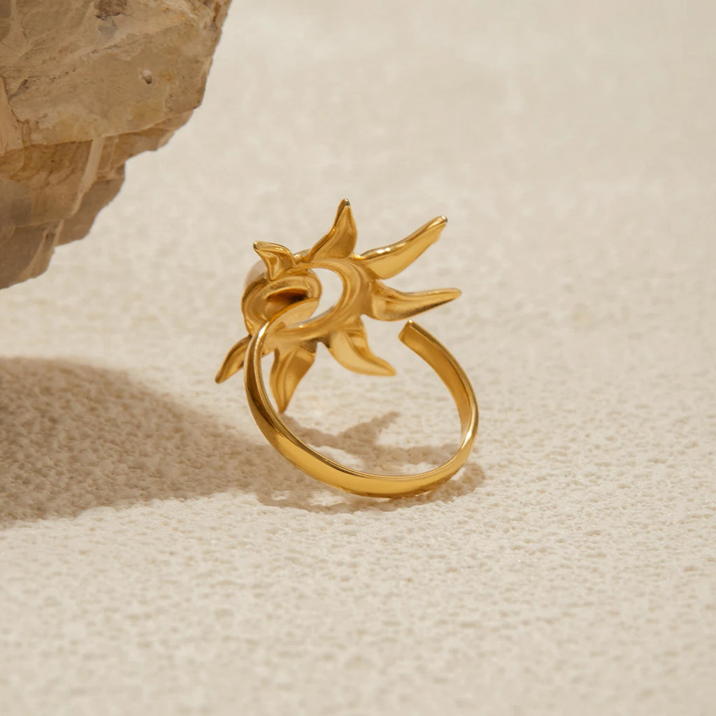 Two-Tone Moonstone Sun Ring