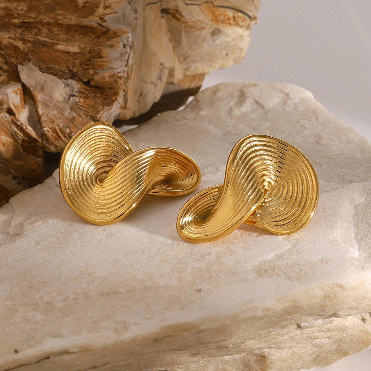 Twisted Ribbed Earrings Dainty