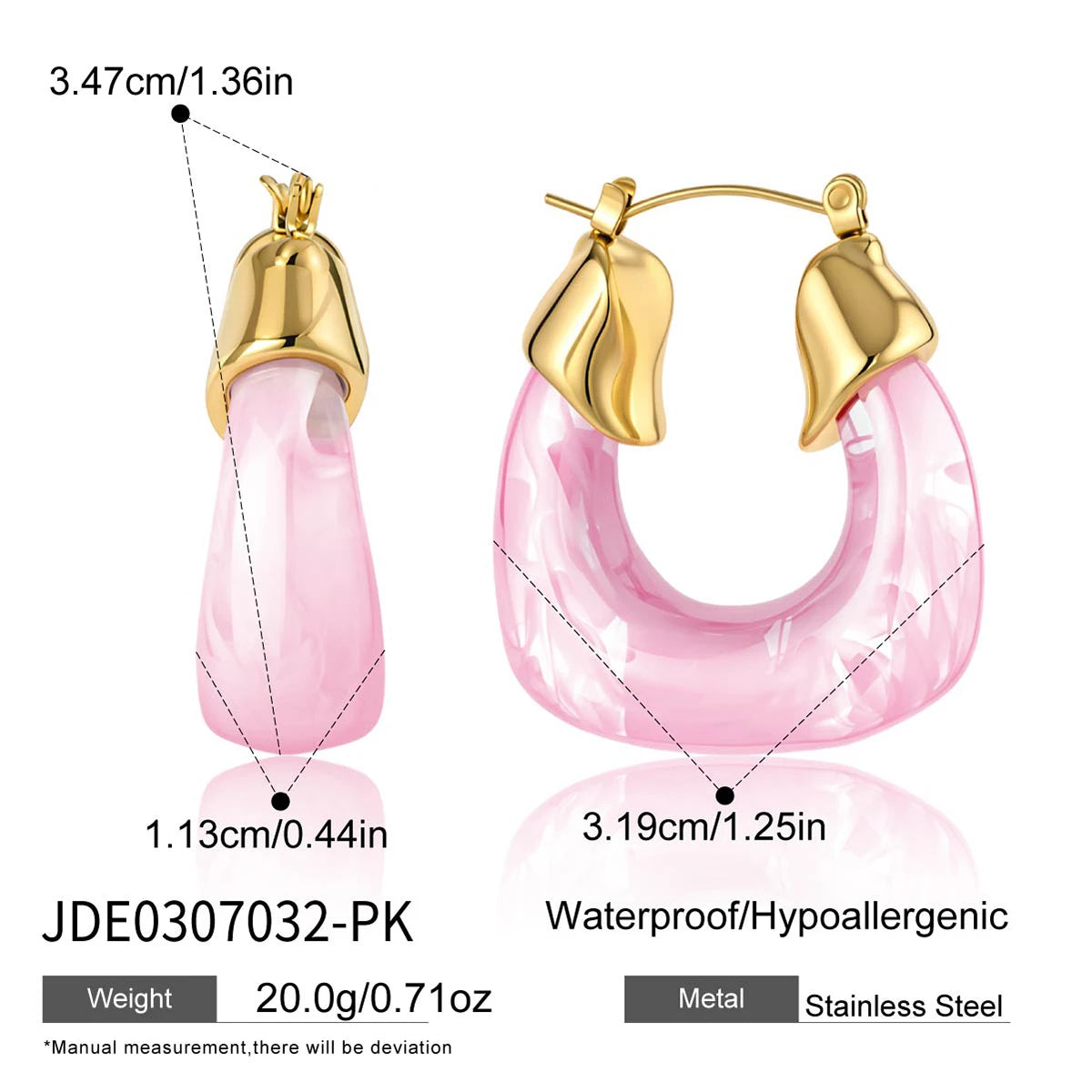 Kika Summer Blue Pink Colorful Resin U-shaped Earrings