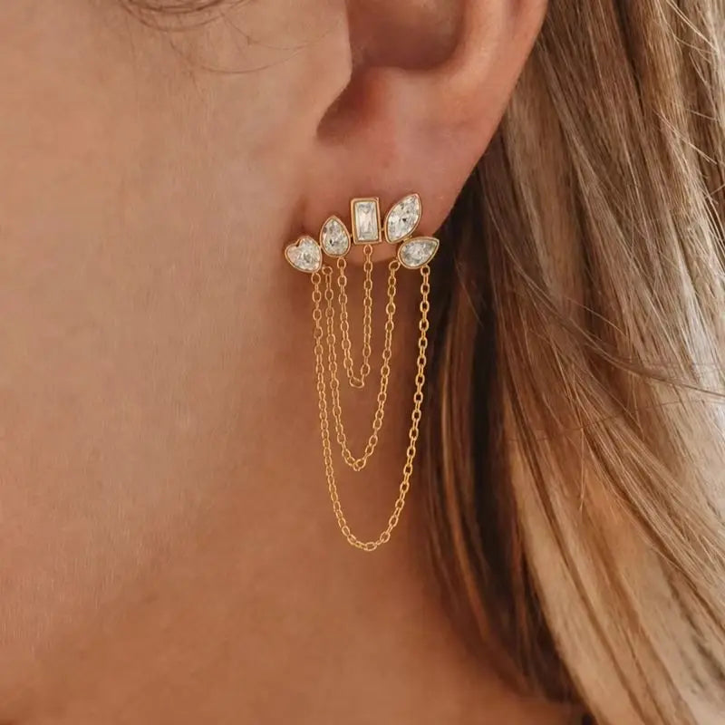 Kika Geometric Zircon Stud Earrings
