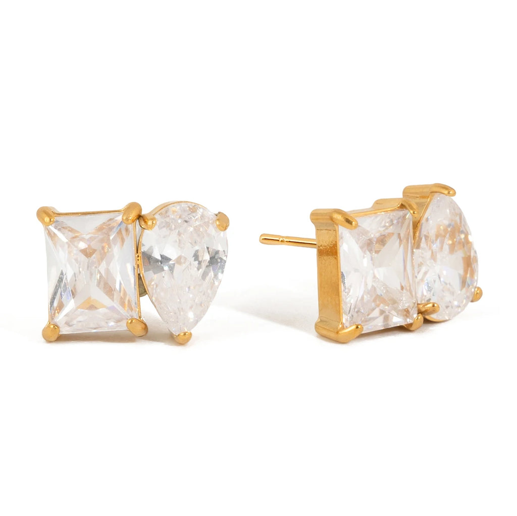 Classic Stainless Steel Shiny Cubic Zirconia Water Drop