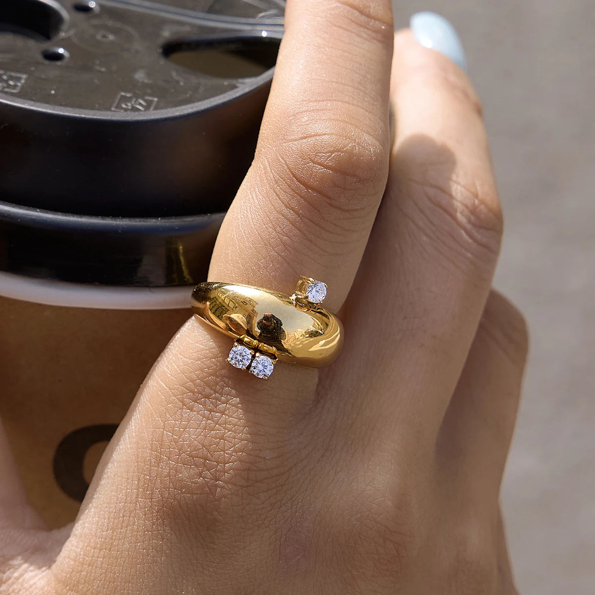 KIKA Delicate Wide Open Ring PVD Plated Stainless Steel 316L