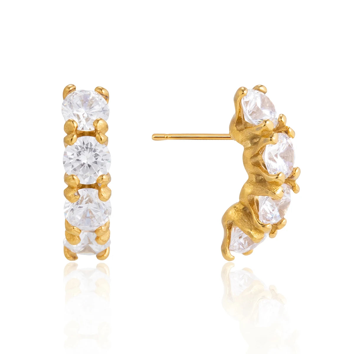Classic White Zircons Chain Tassel Earring