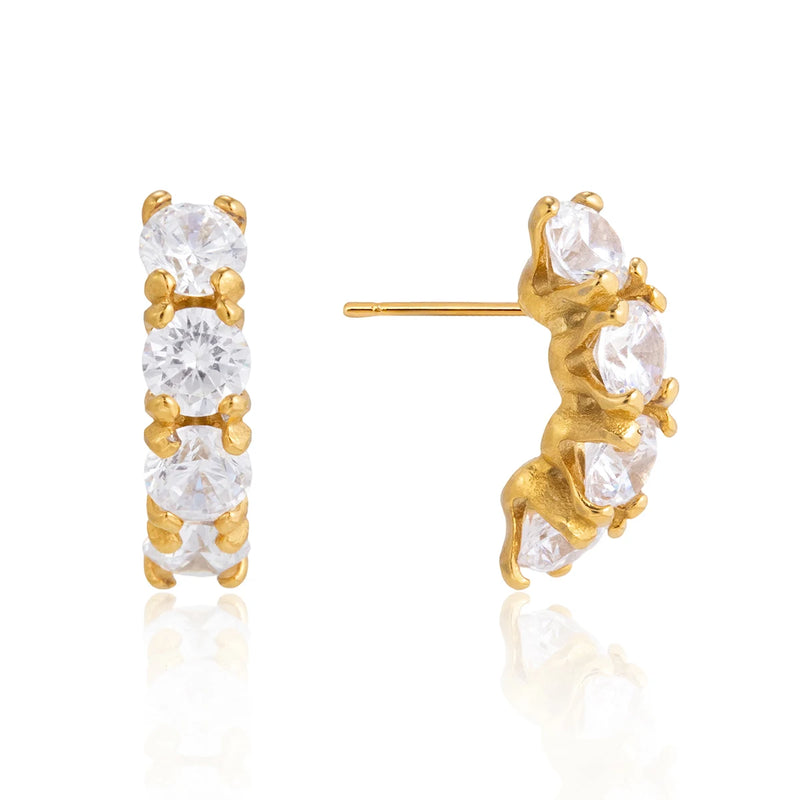 Classic White Zircons Chain Tassel Earring