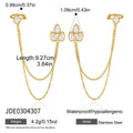 Kika Water Drop Zircon Chain Tassel Earrings 18K Gold PVD Plated Stainless Steel