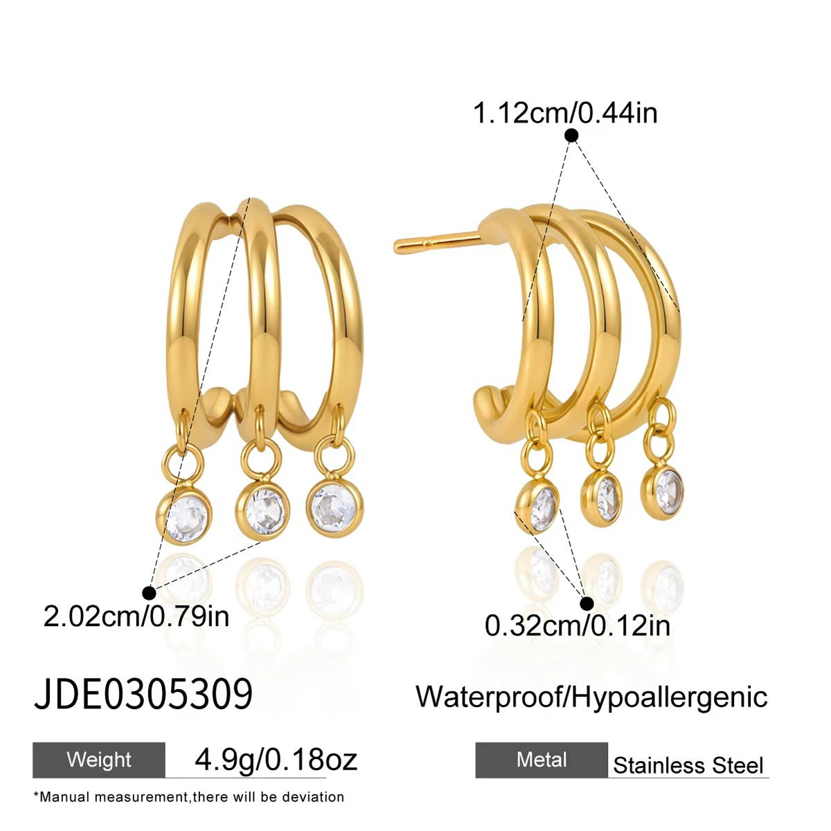 Kika Geometric Zircon Pendant Chains Tassel Earrings