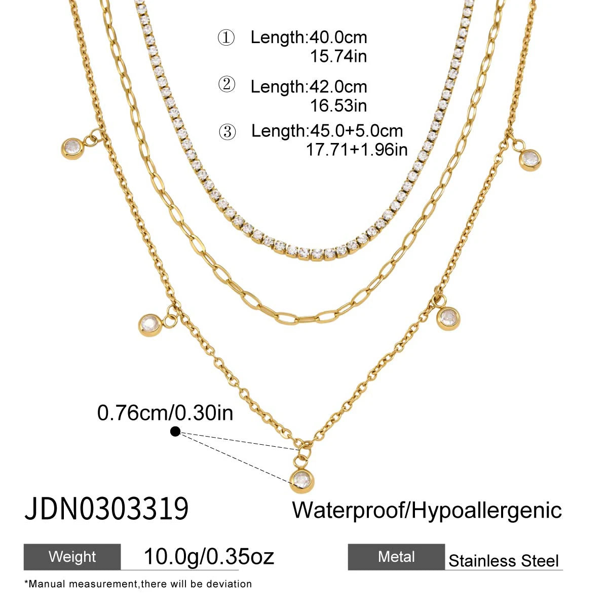 Kikq Classic Three Layered Multi-Layered Necklace