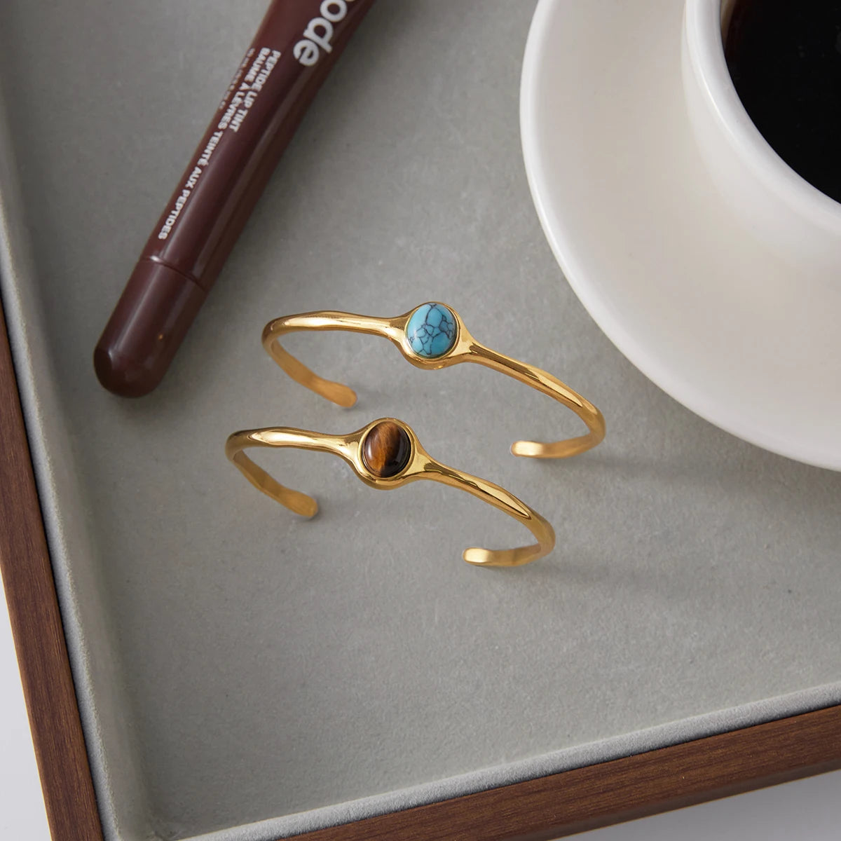 Vintage Oval Tiger Eye Cuff Bangle
