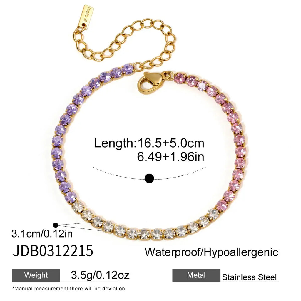 Kika Classic Zircon Tennis Chain Bracelet 18K Gold Plated Stainless Steel 316L