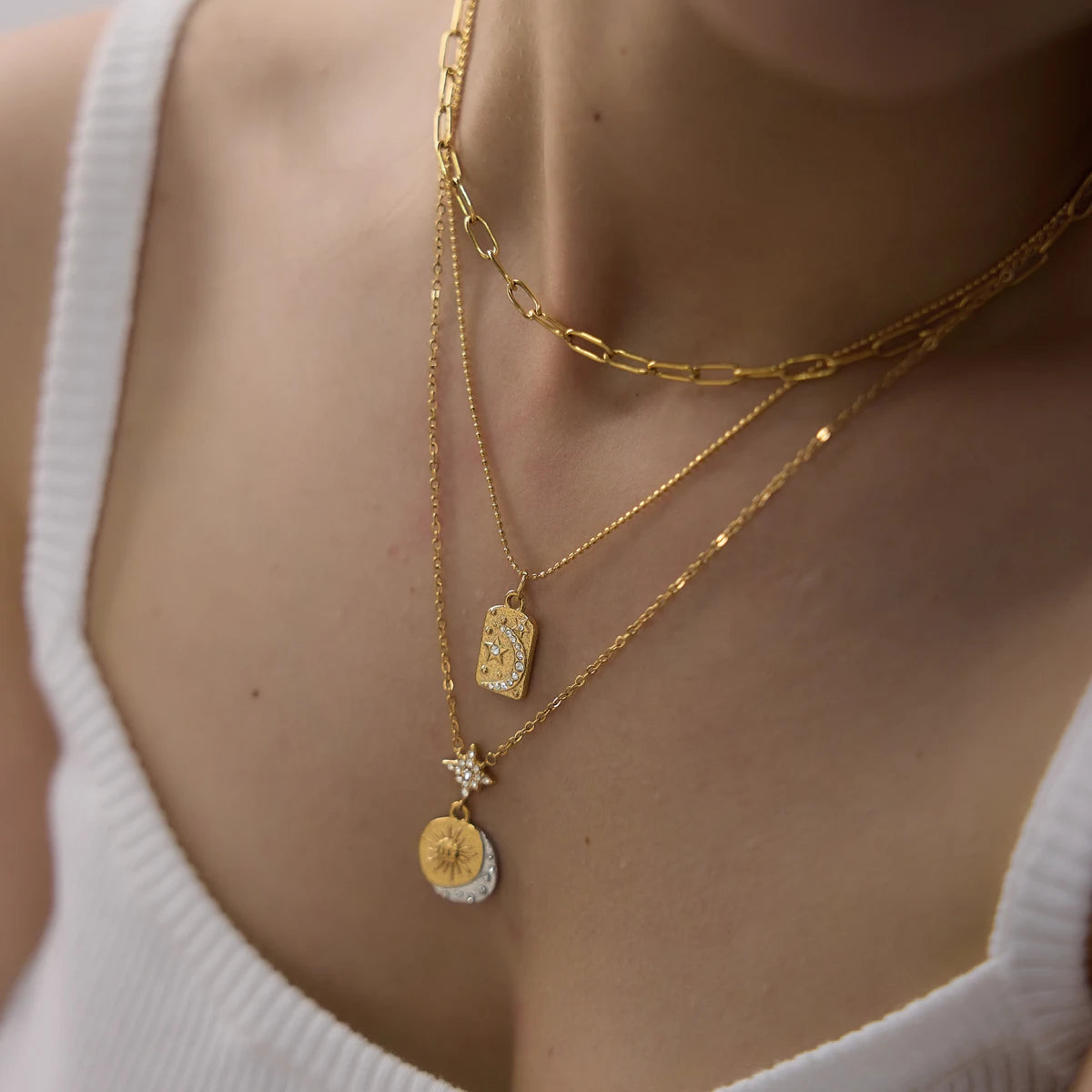 Kika Classic Moon Star Sun Pendant Necklace