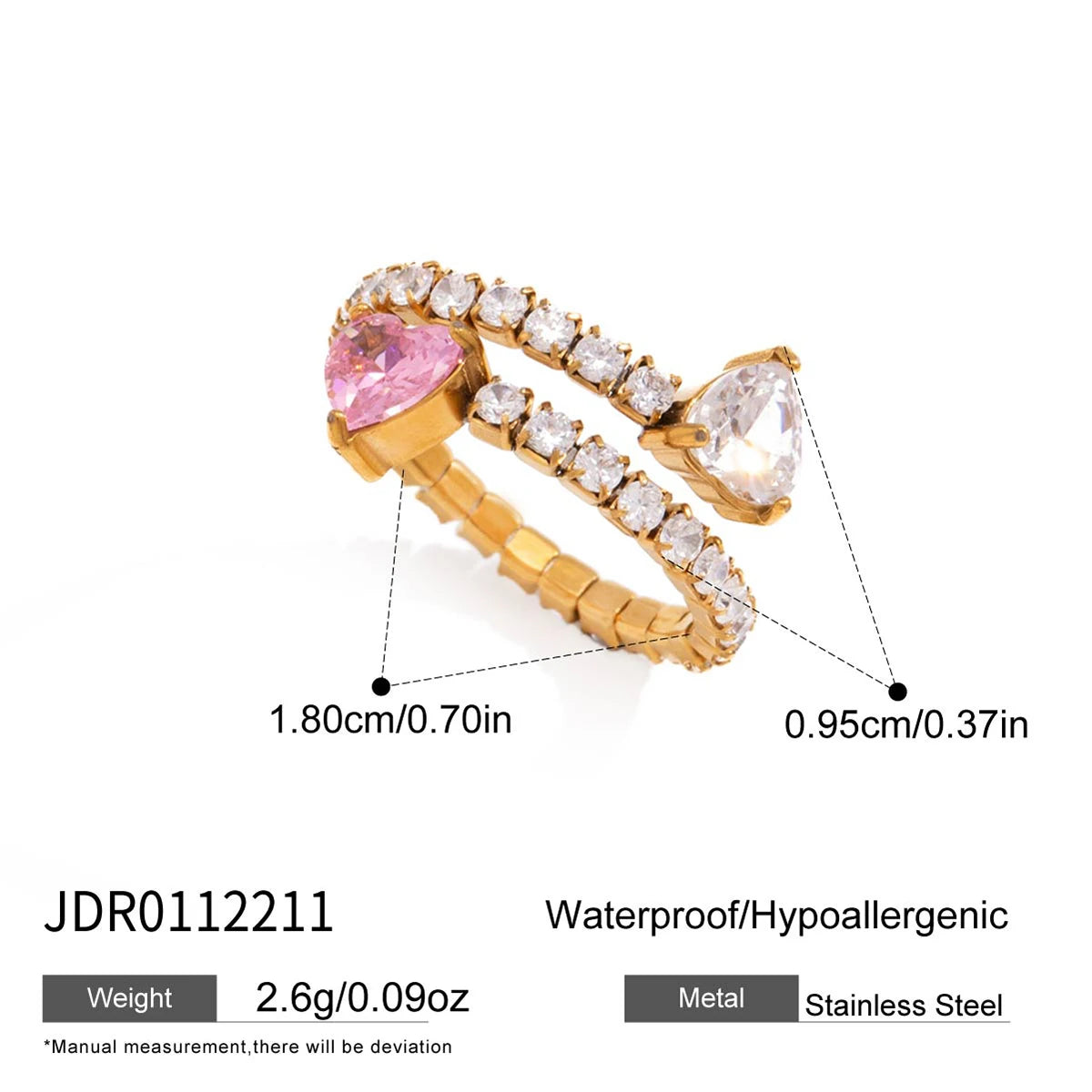 Kika White Water Droplet Shaped Zircon Multi-Layered Open Ring