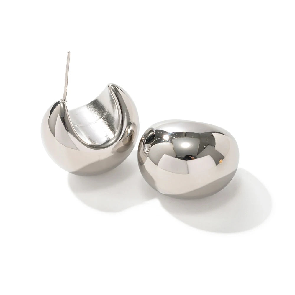 KIKA Stainless Steel 316L Chunky Stud Earrings for Women Statement Metal Texture Golden Geometric boucle
